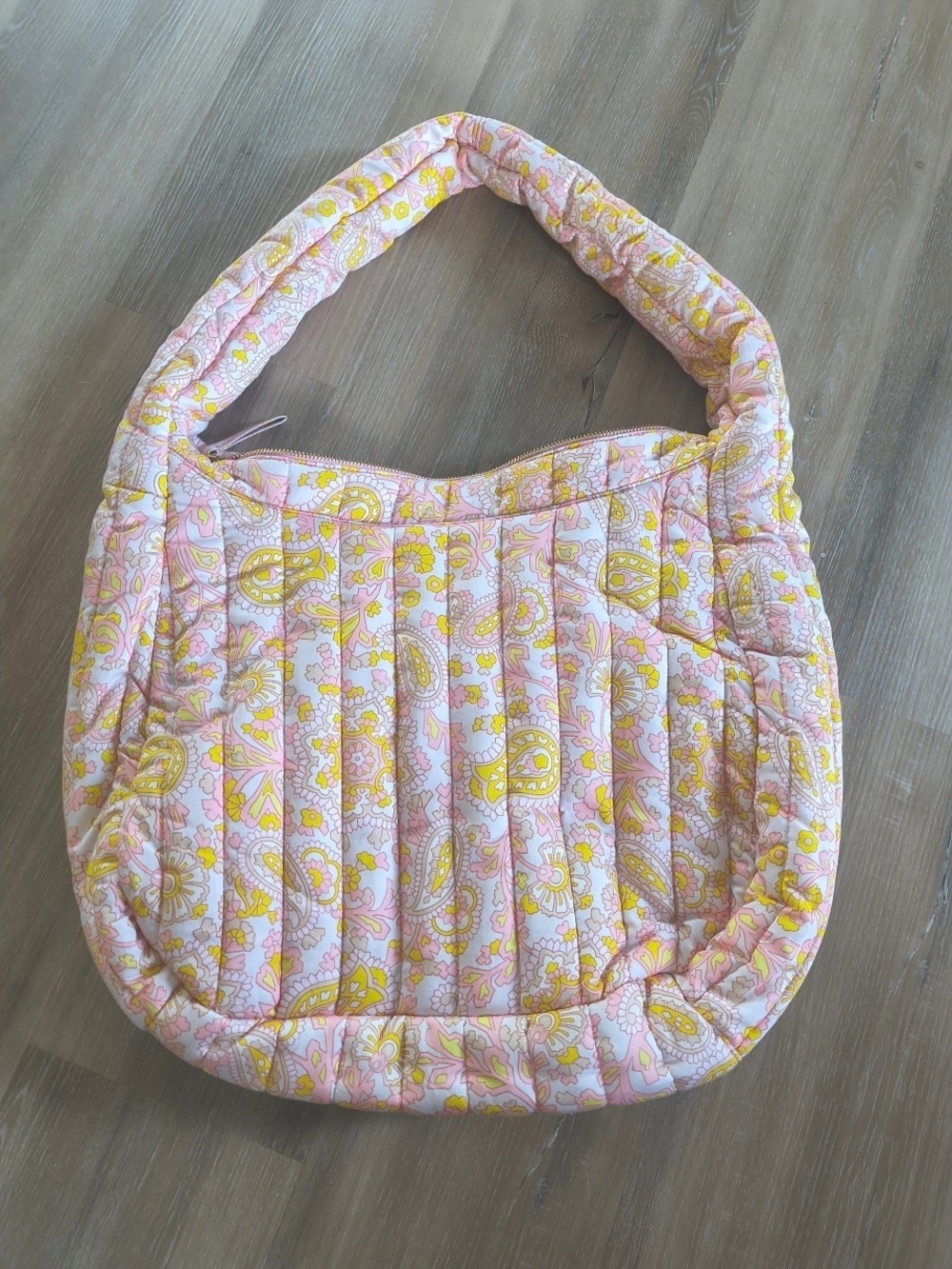 Quilted Pink & Yellow Paisley Shoulder Bag